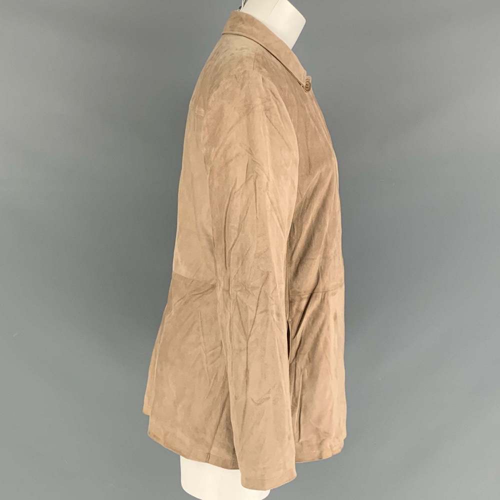 FACONNABLE Tan Suede Goat Skin Hidden Buttons Jacket - Picture 2 of 6